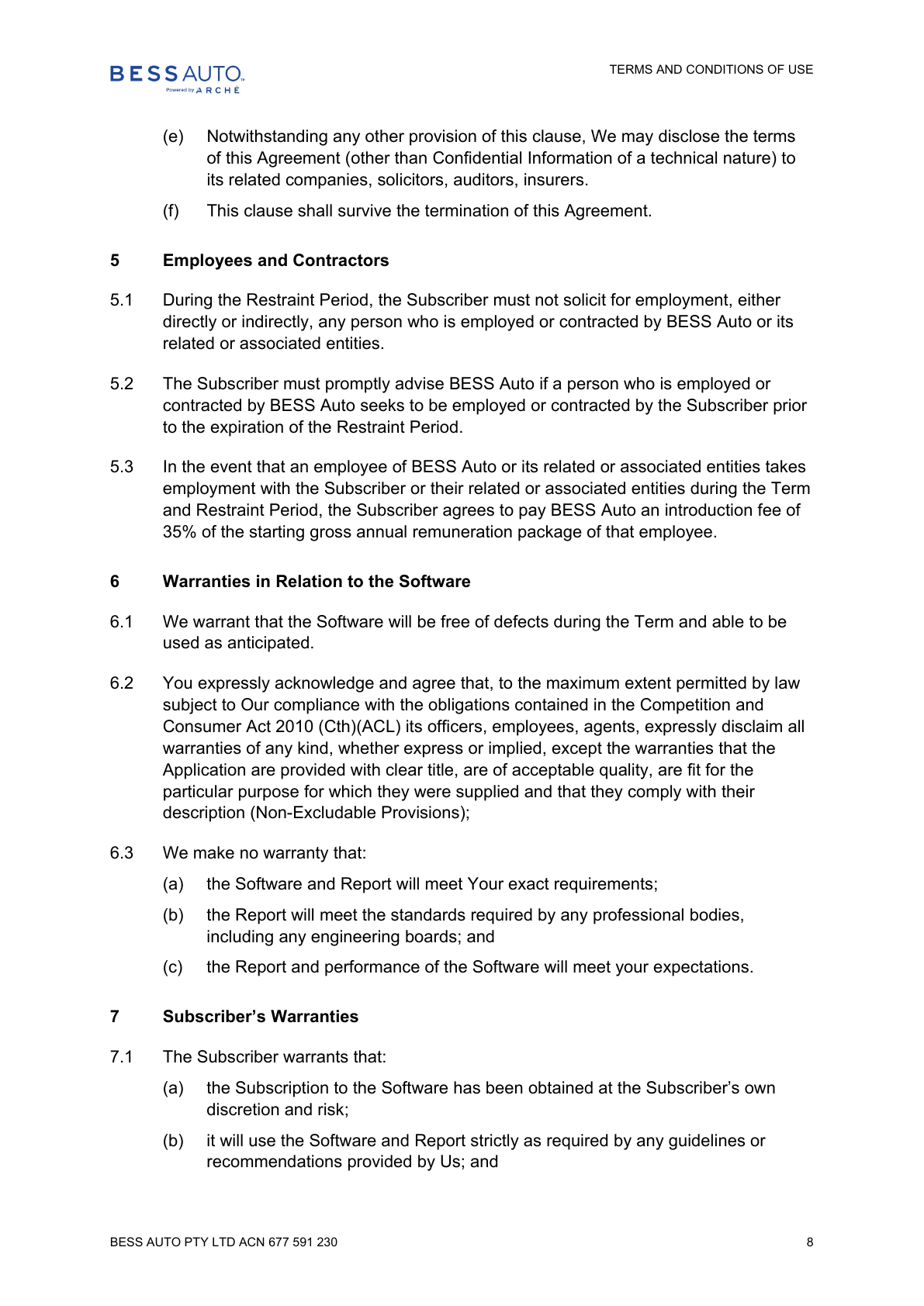 BESS Auto Terms and Conditions - page 8 of 12