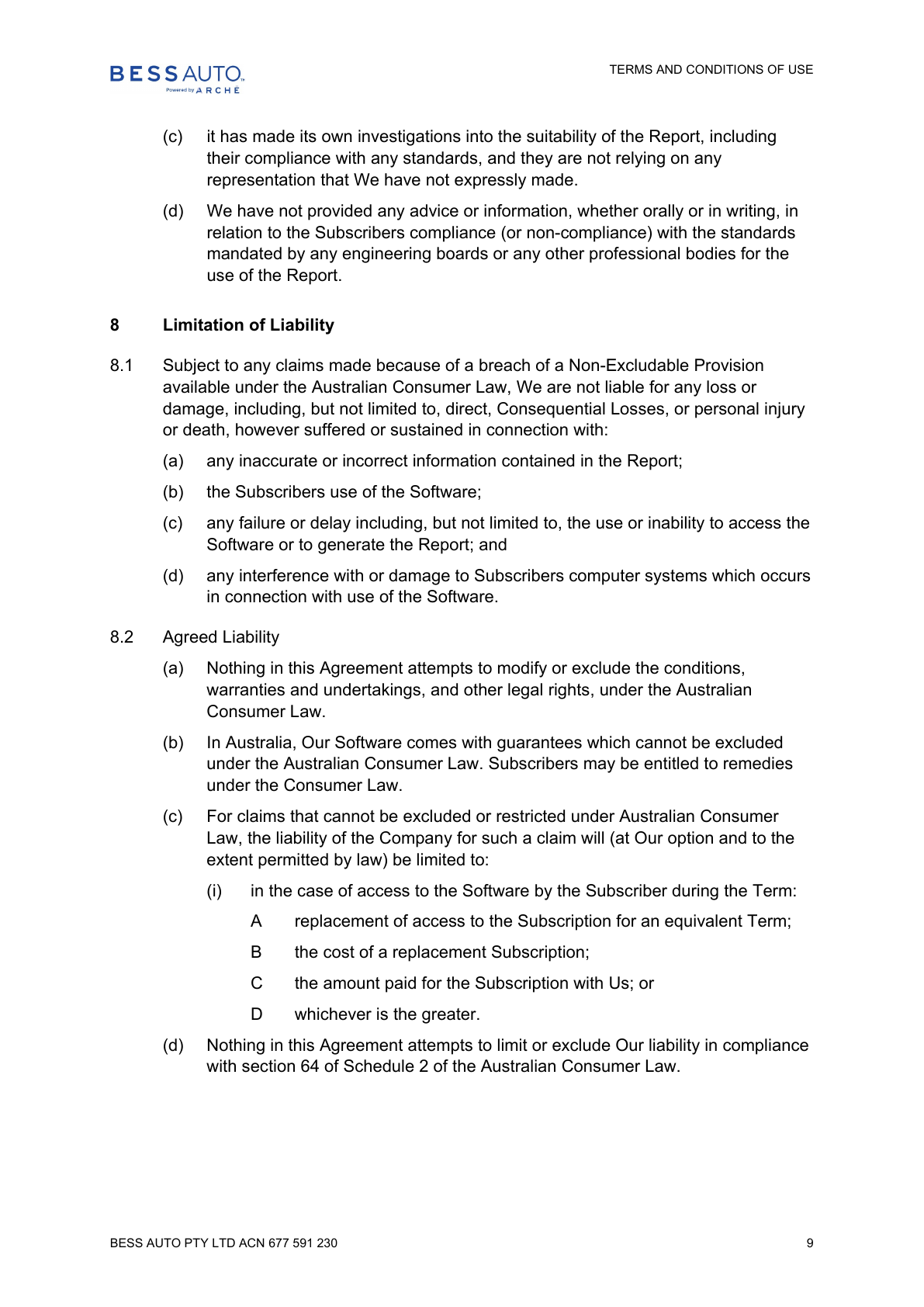 BESS Auto Terms and Conditions - page 9 of 12