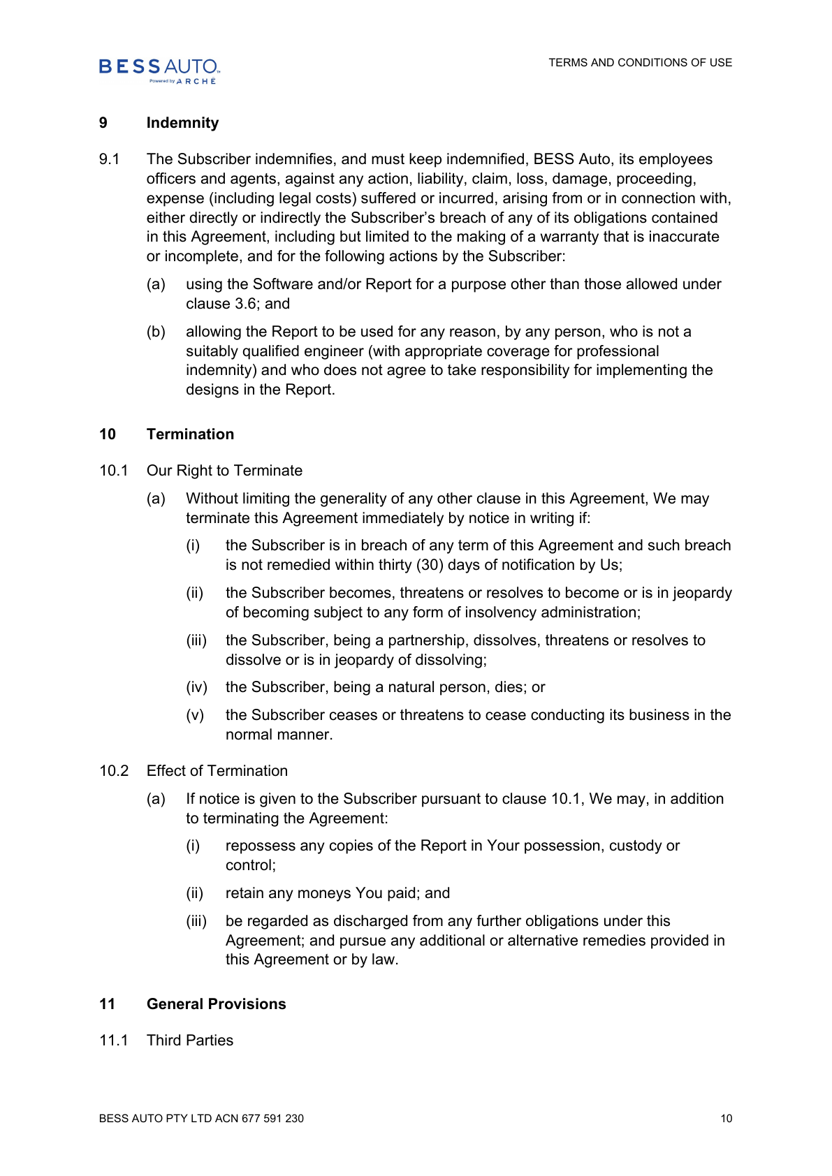 BESS Auto Terms and Conditions - page 10 of 12