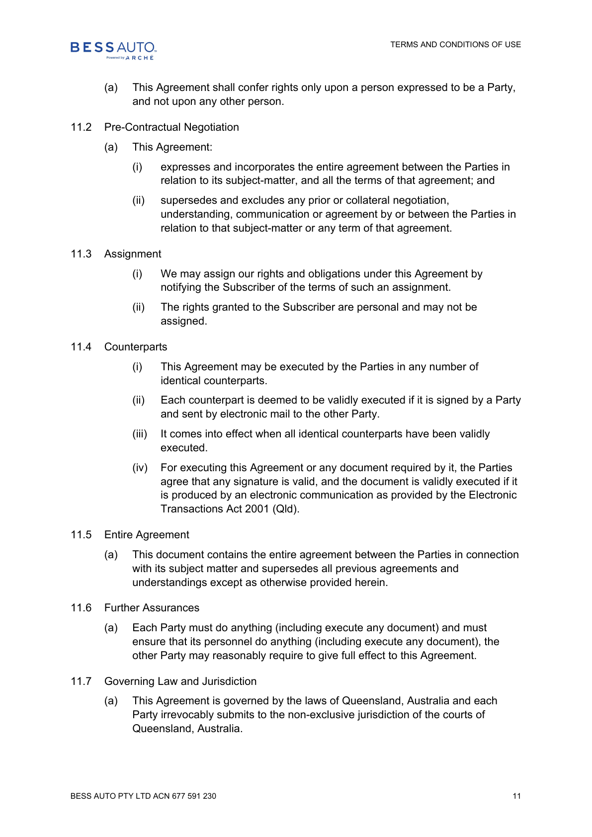 BESS Auto Terms and Conditions - page 11 of 12